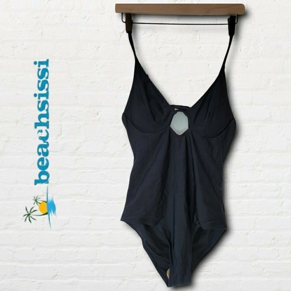 NWT Beachsissi Black One-Piece Keyhole Swimsuit Size Medium
